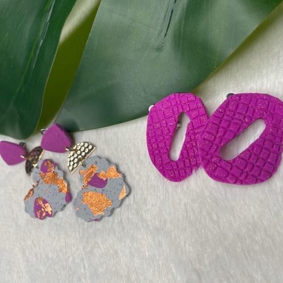 Handmade Polymer Abstract Clay Earrings - Picture 2 of 2